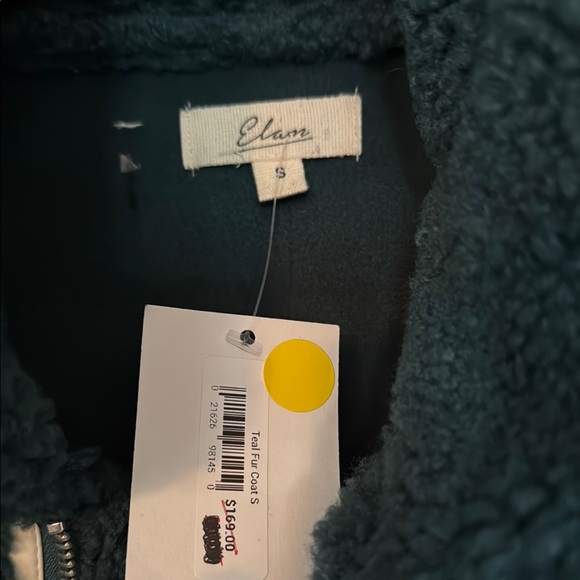 Elan Green and White Teddy Jacket with Stand-Up Collar - Picture 2 of 3